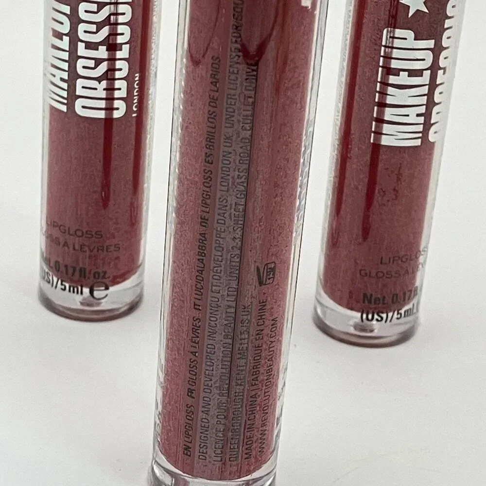 MAKEUP OBSESSION Lip Gloss Set 3x5ml Shimmer Gloss À Lèvres UK Brand New 3pack